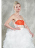 Strapless Ivory Tulle Ruffle Open Illusion Back Wedding Dress